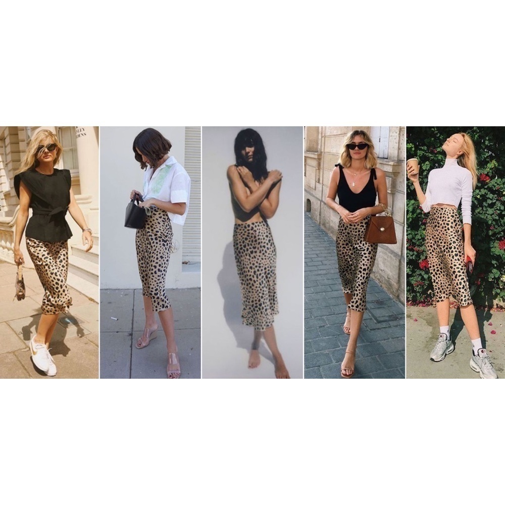 EUC Réalisation Par The Naomi Leopard Silk Skirt S
